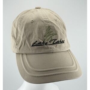 Vintage Lake Tahoe Dad Hat Tan Embroidered Pine Tree 90s Souvenir Cotton Cap K
